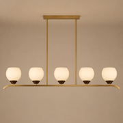 Avelune five-light linear chandelier clean product hero with a flush ceiling canopy