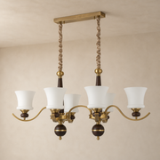 Brontelle six-light linear chandelier clean hero with a flush rectangular ceiling canopy
