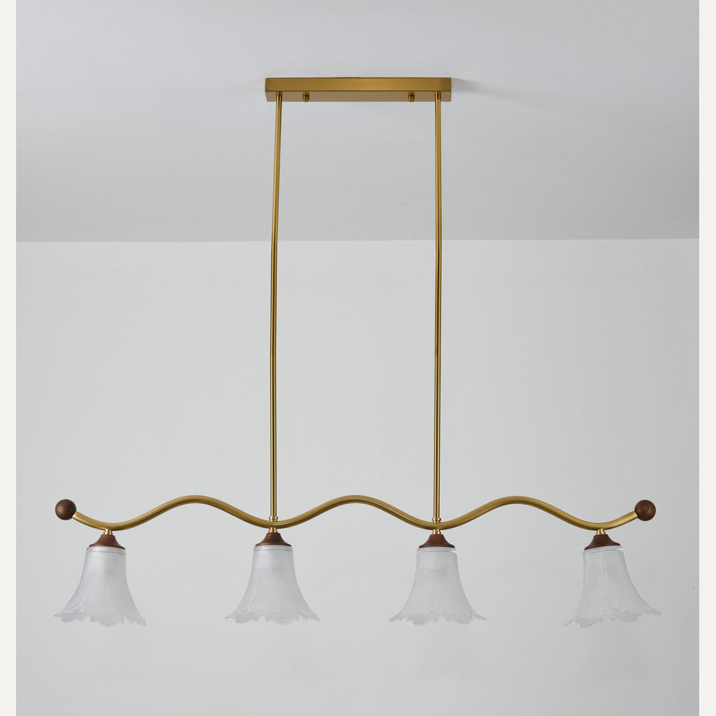 Elorayne Ruffled Glass Linear Chandelier complete product view on a light background