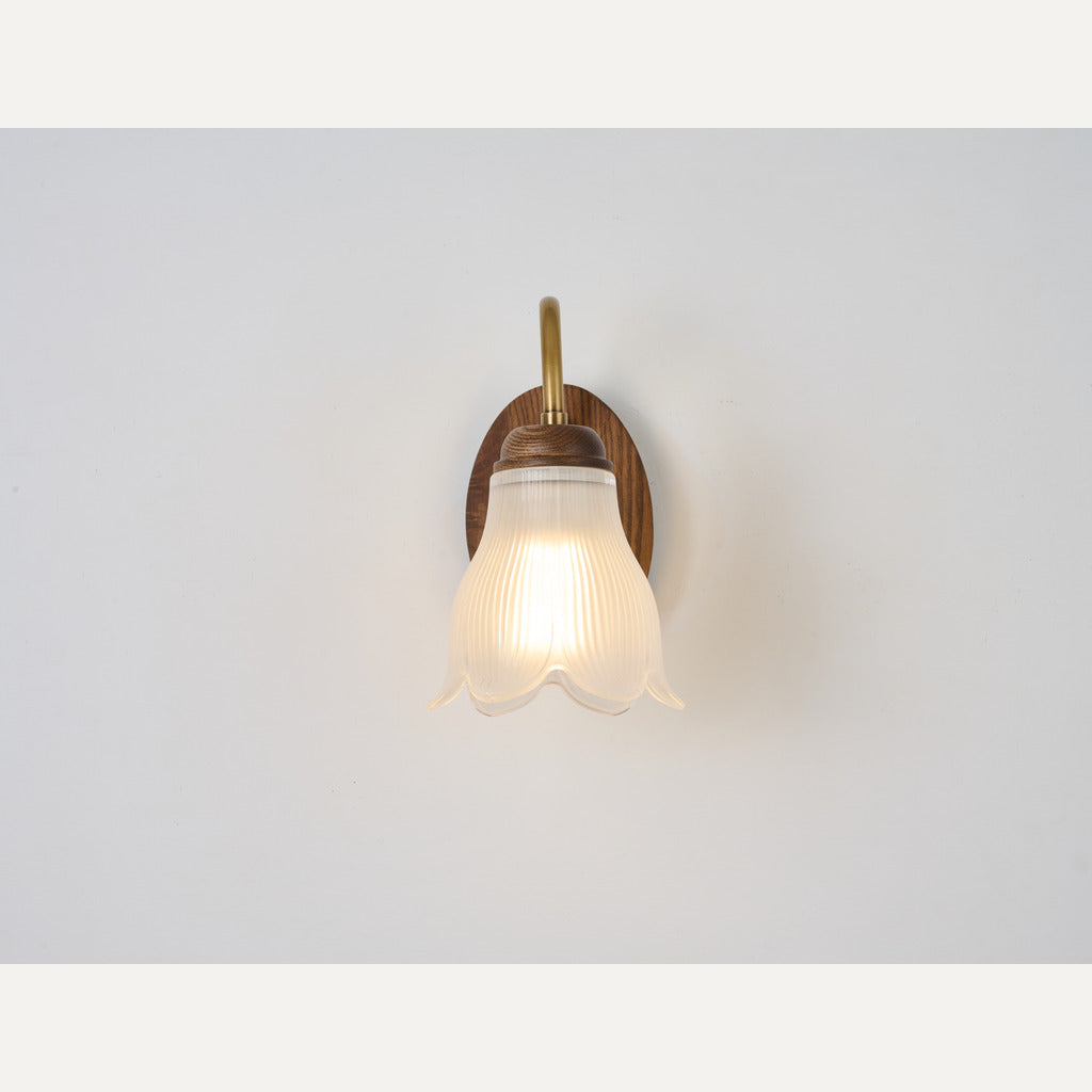 Cloveraine Fluted Petal Glass Wall Sconce complete product view on a light background