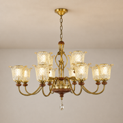 Sylvaris Sculpted Leaf Glass and Wood Chandelier clean warm neutral wall-top hero