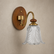 Sylvaris Sculpted Leaf Glass and Wood Wall Sconce clean warm neutral wall-top hero
