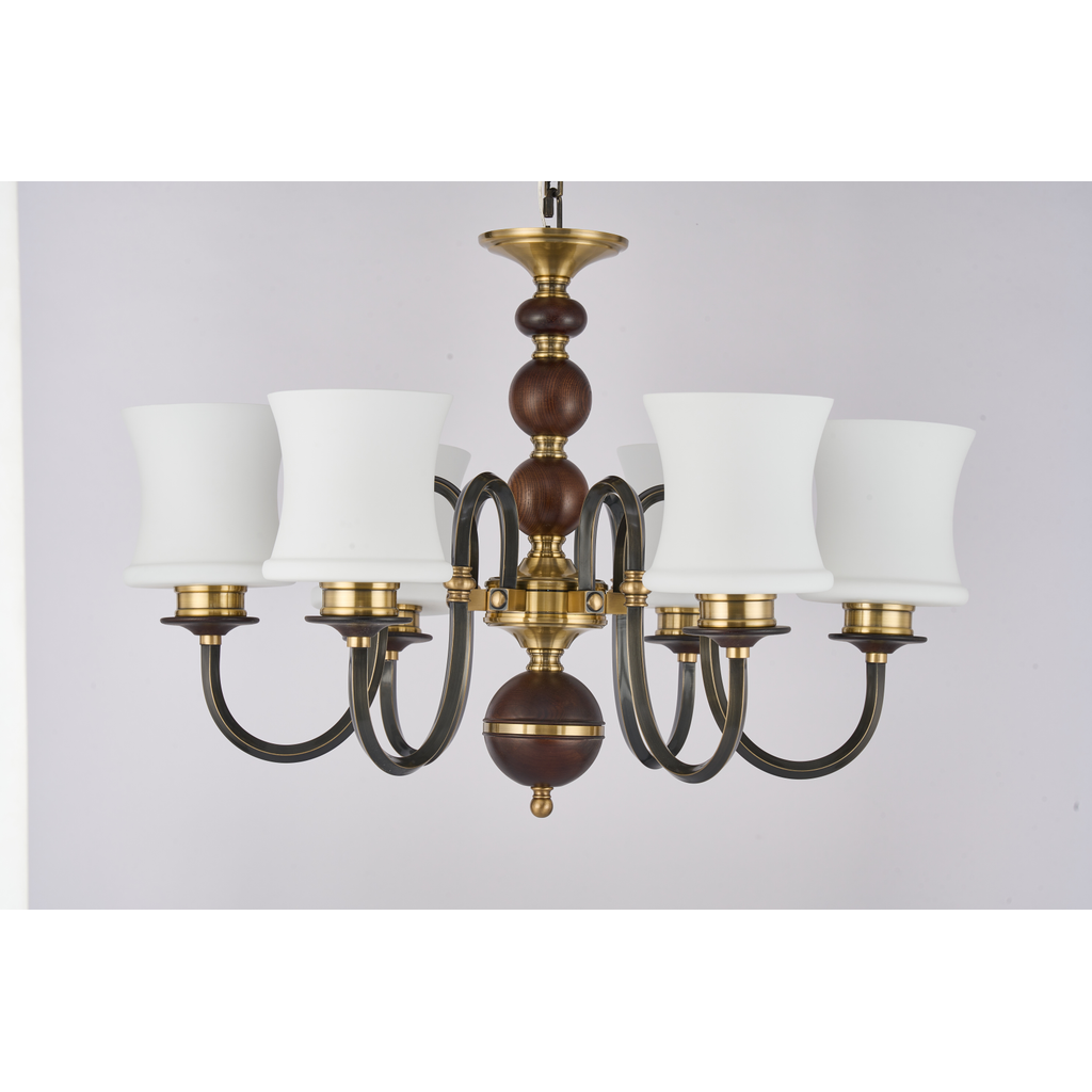 Ebonelle six-light chandelier clean hero in an exact supplier front view