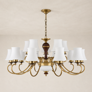 Glenhaven opal bowl chandelier clean hero with complete flush-mounted ceiling canopy