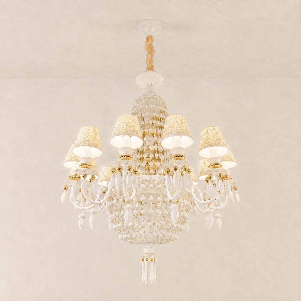 Ivorelle 12-light ivory ceramic beaded chandelier – product portrait
