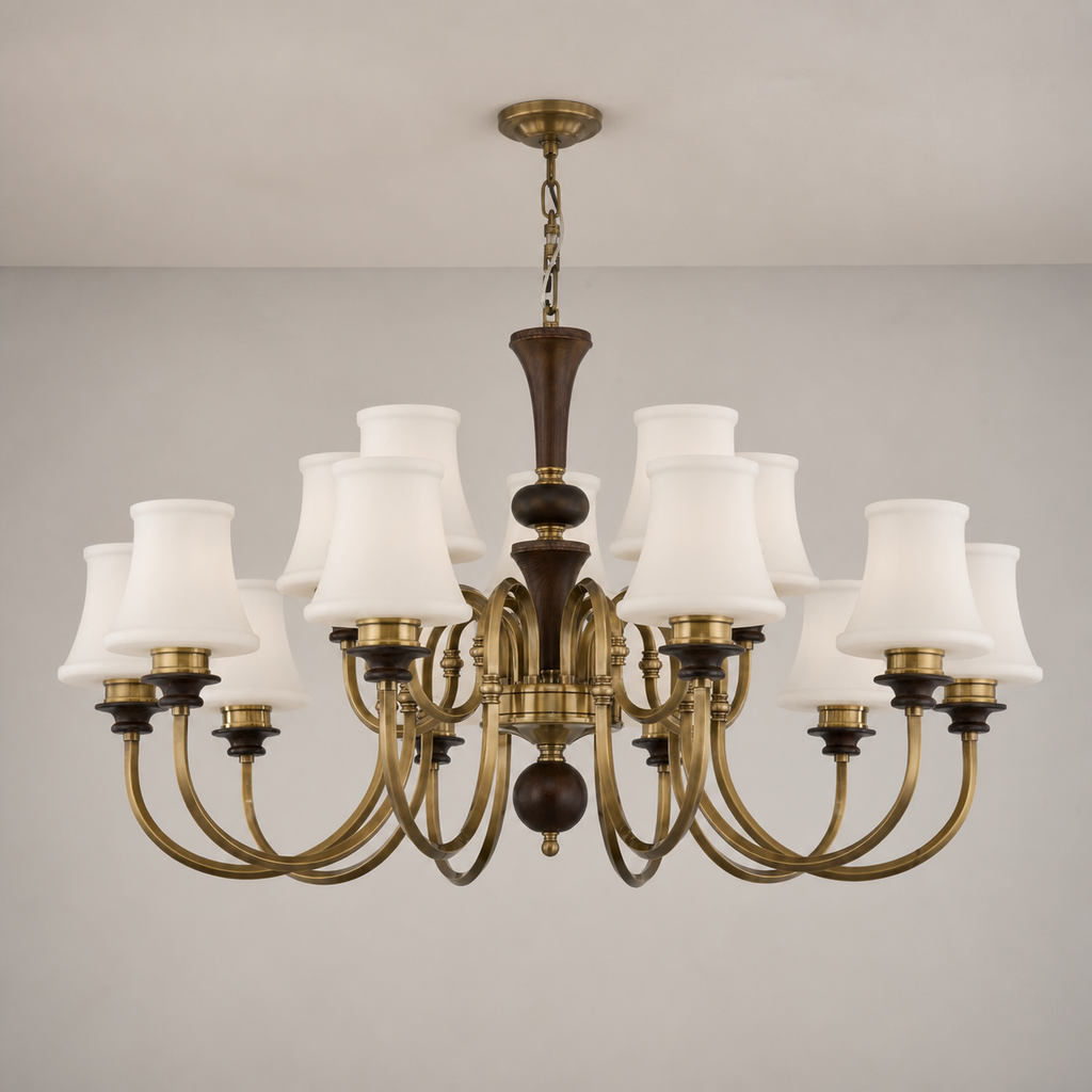 Kingswell opal glass chandelier clean hero with complete flush-mounted ceiling canopy