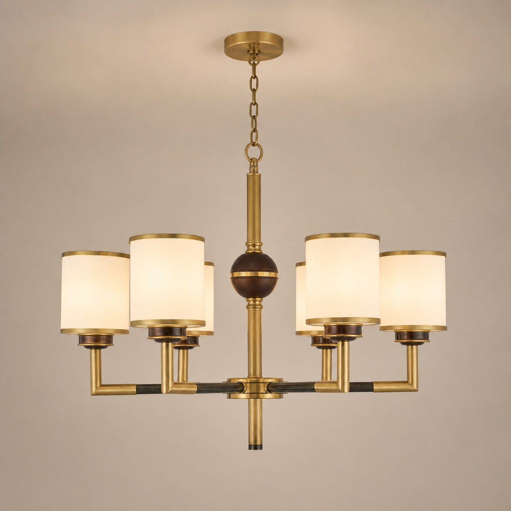 Orseline six-light chandelier clean product hero with a flush ceiling canopy