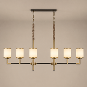Orseline six-light linear chandelier clean product hero with a flush ceiling canopy