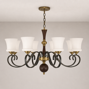 Rosethorne blackened scroll-arm chandelier clean hero with complete flush-mounted ceiling canopy
