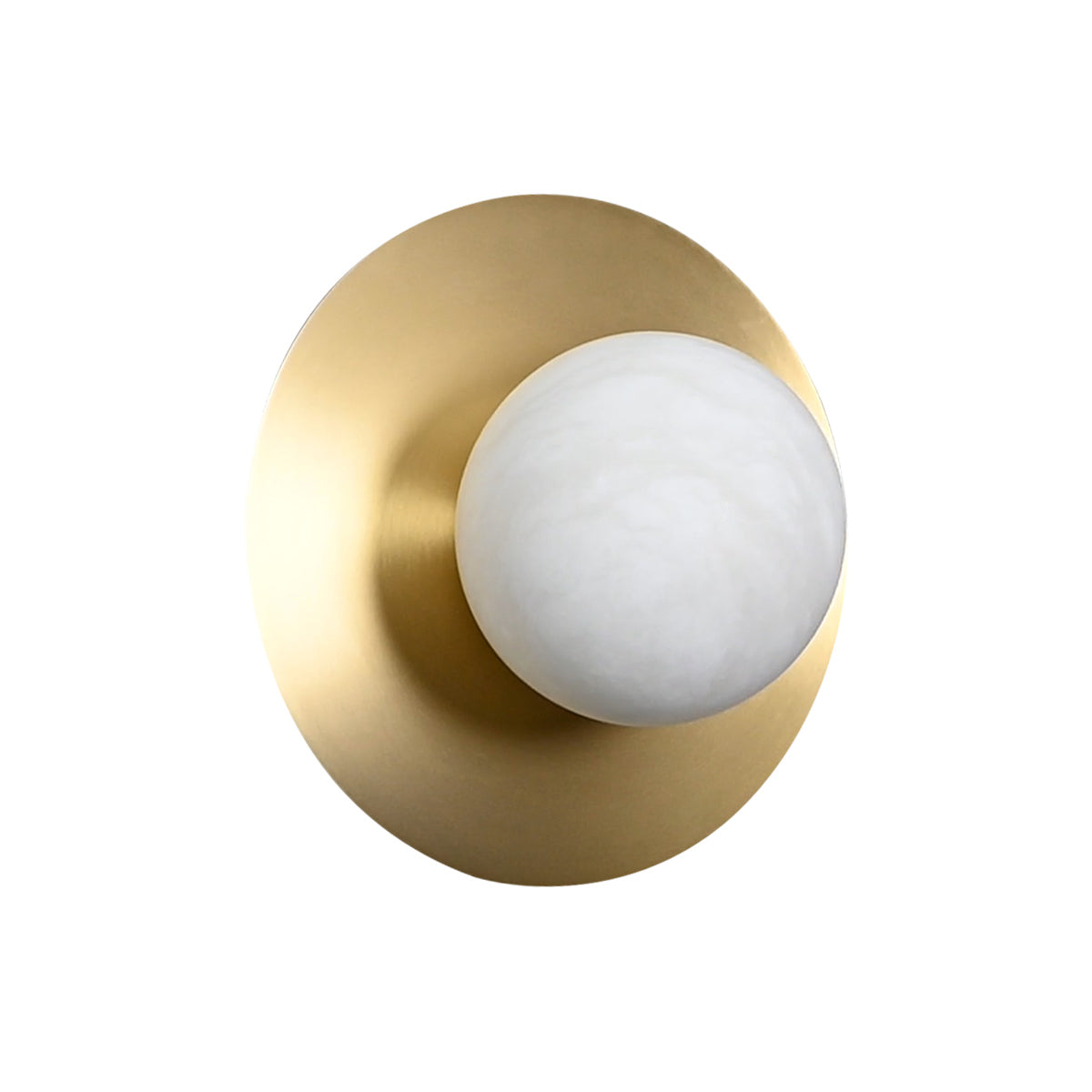 Modern Alabaster Globe Wall Sconce in Natural Brass - user supplied main image