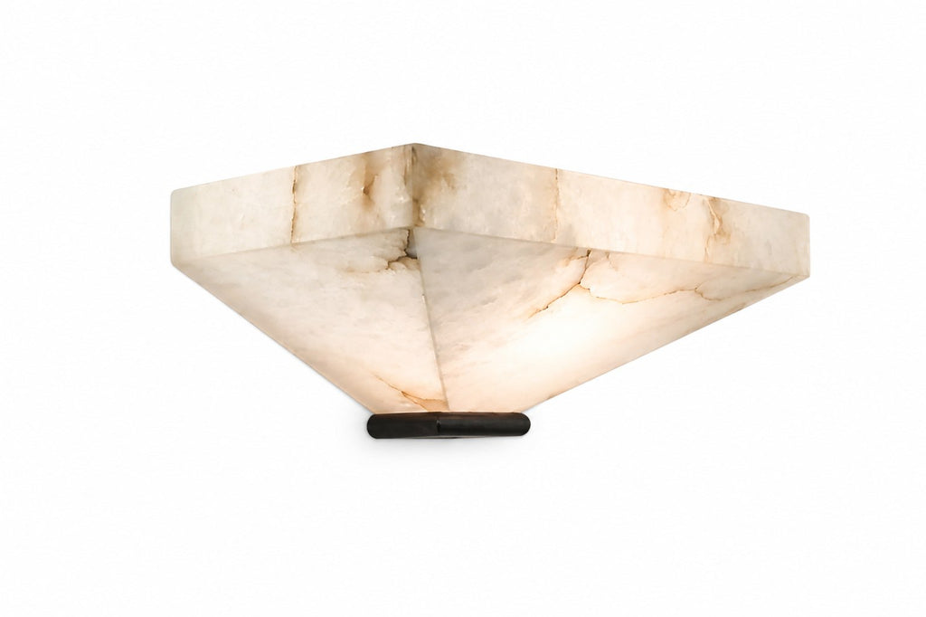 Modern Snowflake Alabaster Faceted Wall Sconce in Dark Bronze - user supplied main image