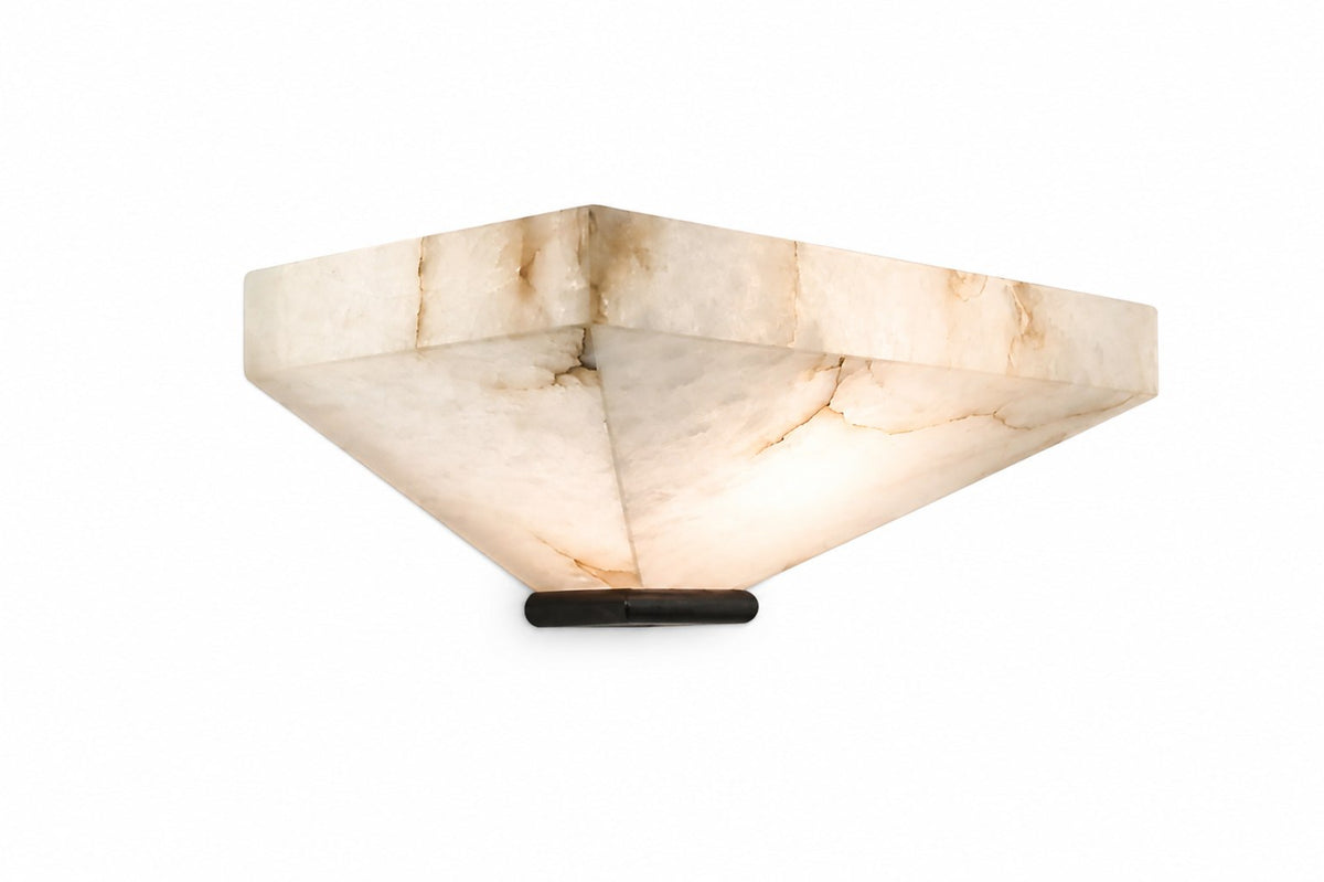Modern Snowflake Alabaster Faceted Wall Sconce in Dark Bronze - user supplied main image