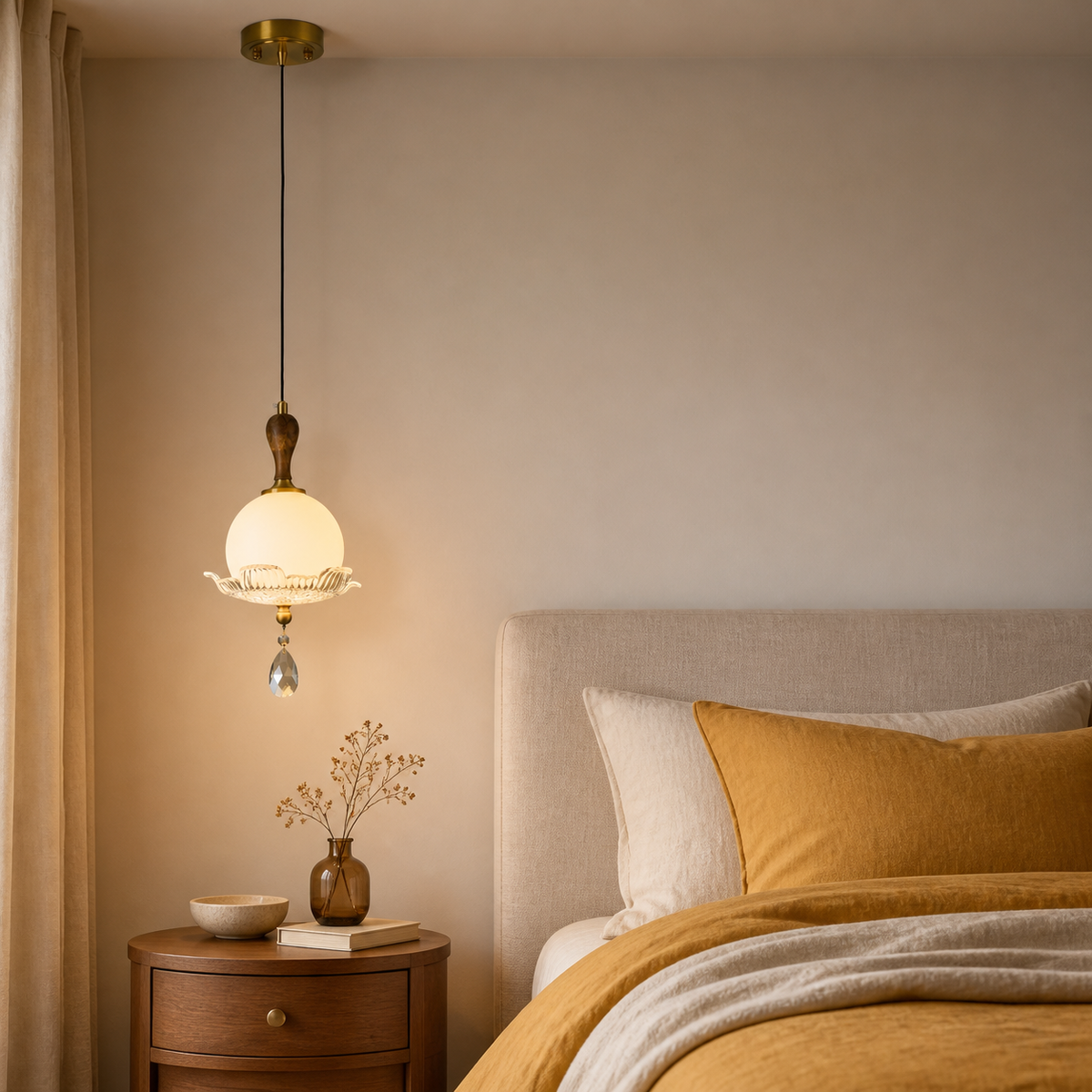 Arabelle Pendant A in a saffron bedroom
