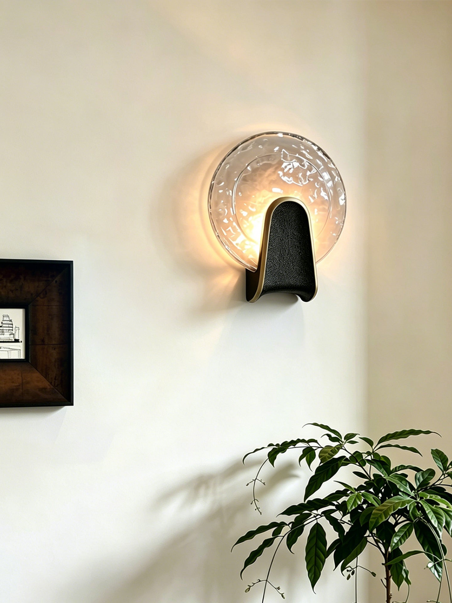Modern Smoky Glass Round Wall Sconce - 14 01-3-4主图2