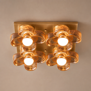 4-Light Amber Glass Flush Mount Ceiling Light product view on a warm neutral background