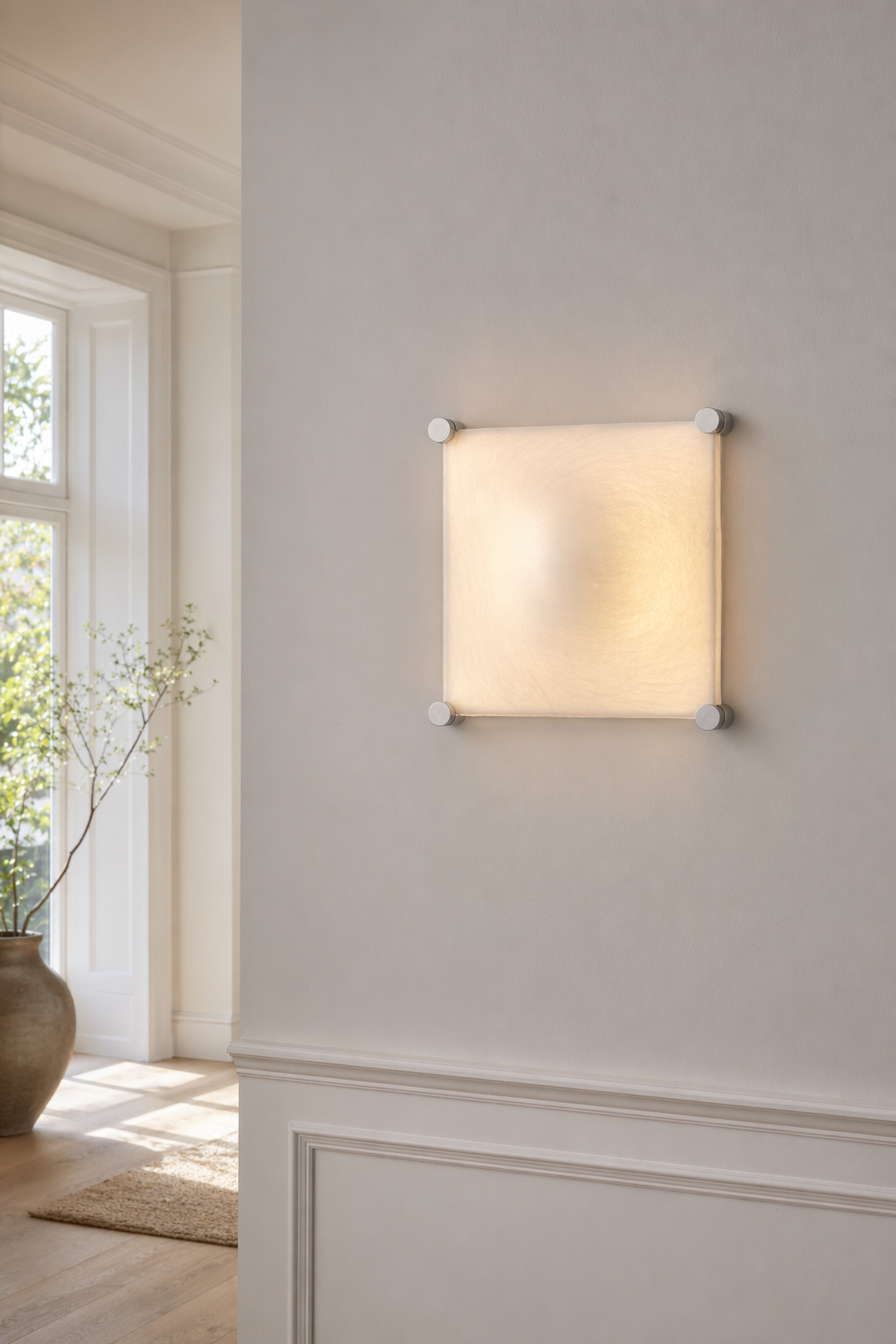 Modern Square Mulberry Silk wall scone in Chrome - product image 18