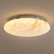 Round mulberry silk and hemp flush-mount ceiling light
