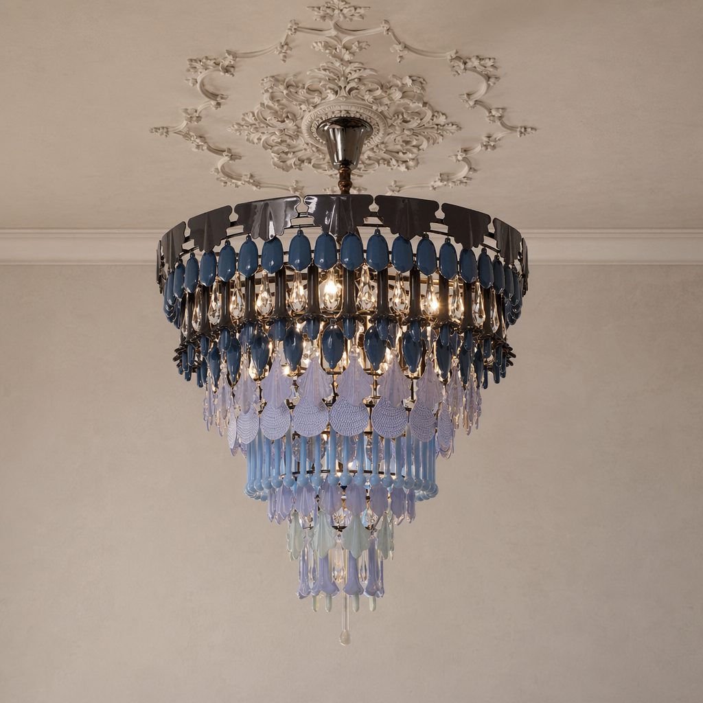 Blue Grey Ceramic Glass Chandelier - 01 01-hero-clean-taupe