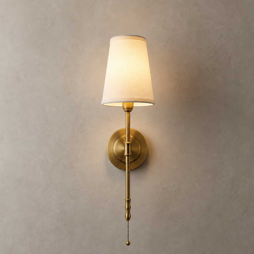 Antique Brass Fabric Shade Wall Sconce hero product
