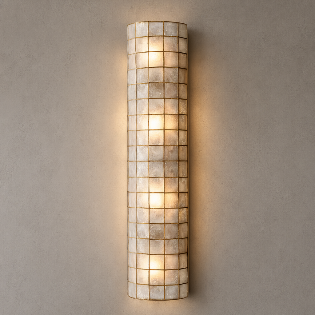 Modern Capiz Shell Mosaic Wall Sconce - 01 01-hero-product