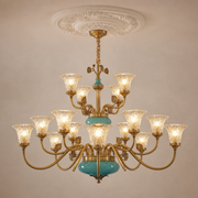 Tiffany Blue Ceramic Two-Tier Chandelier hero product