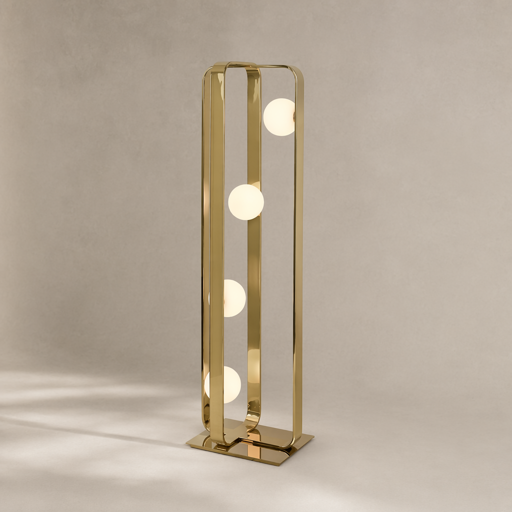 Modern Champagne Gold Globe Floor Lamp - generated main 01 01-hero-product