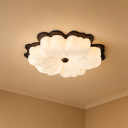 Modern Mulberry Silk Flower Ceiling Light in Walnut and White - product image 01