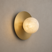 Modern Alabaster Globe Wall Sconce in Natural Brass - product image 01