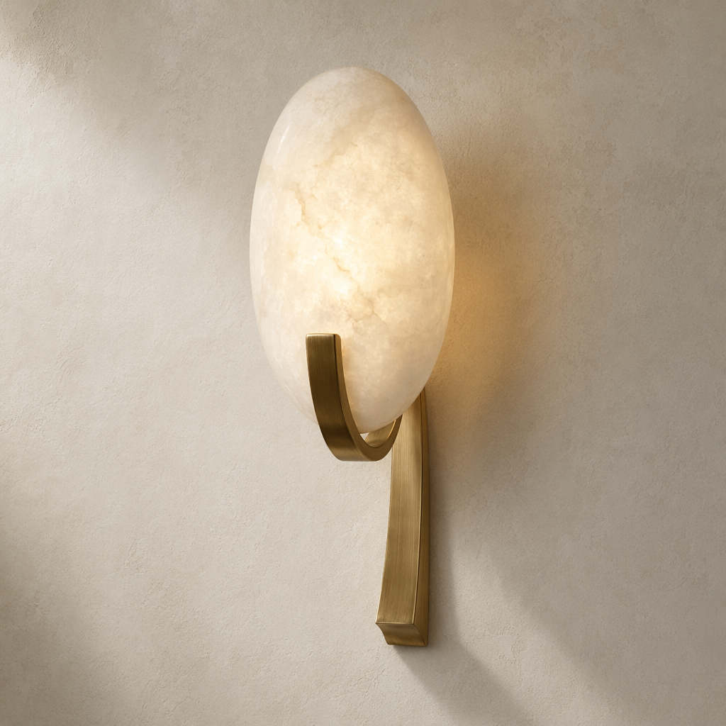 Modern Alabaster Oval Stem Wall Sconce - product image 01