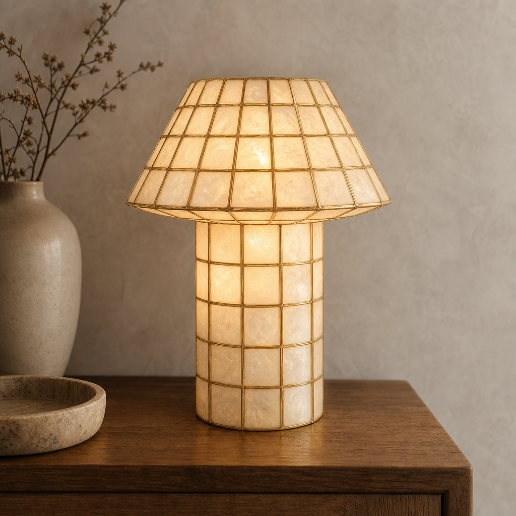 Modern Capiz Shell Mosaic Table Lamp - 01 01-hero-product