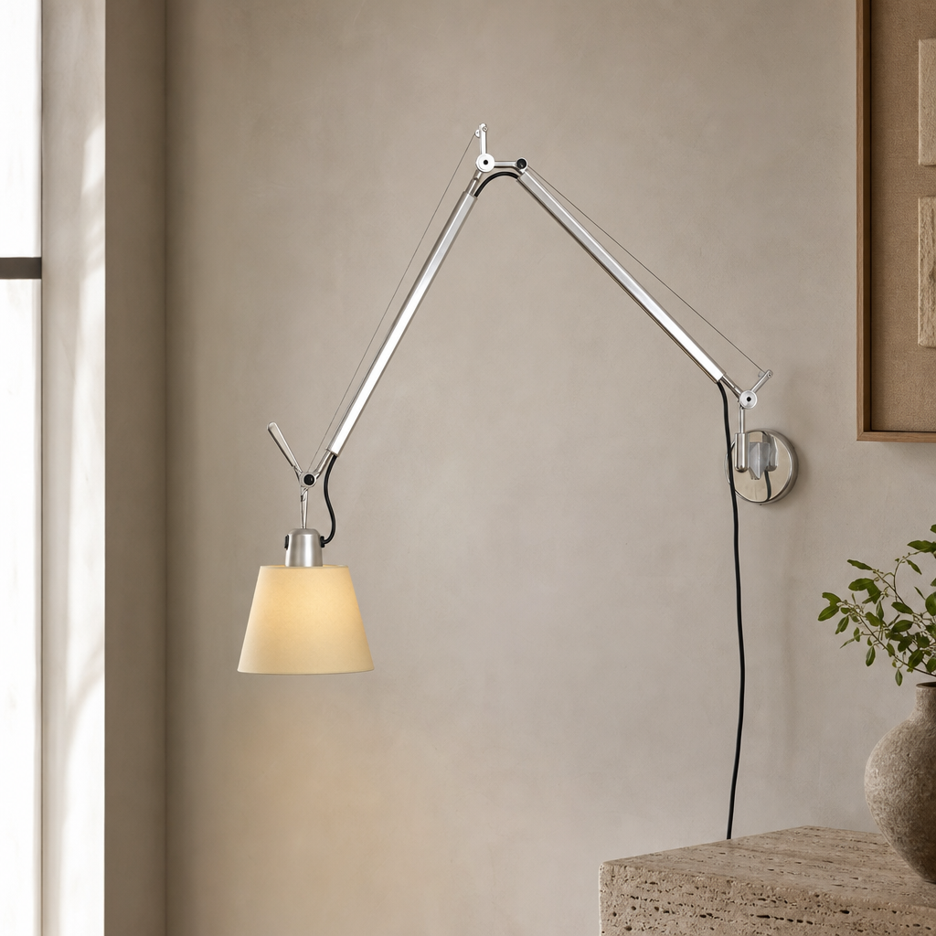 Bauhaus Adjustable Parchment Swing Arm Wall Light hero product
