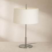 Modern Satin Nickel Off-White Fabric Lamp - generated main 01 01-hero-product
