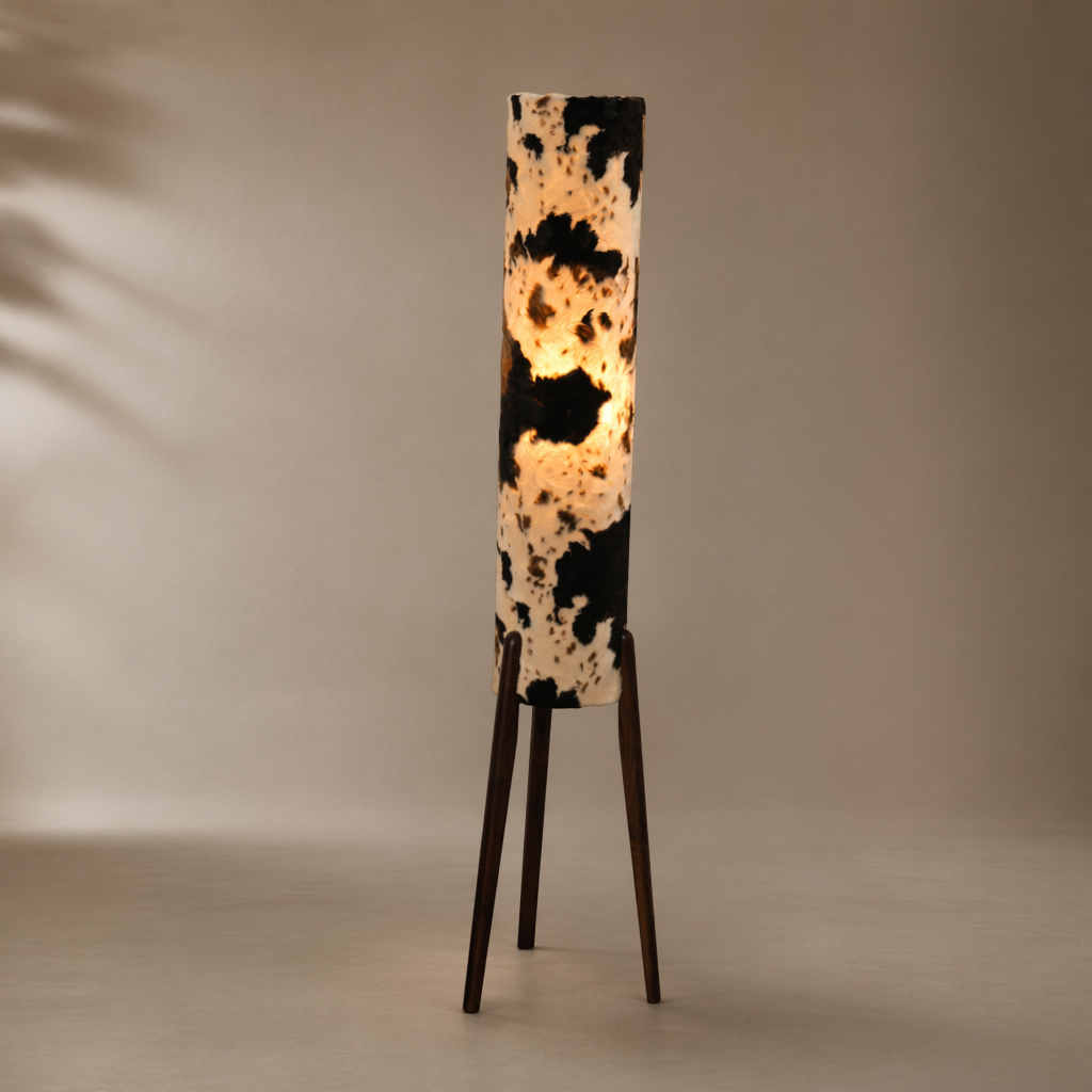 Modern Cowhide Cylinder Floor Lamp - 01 01-hero-product