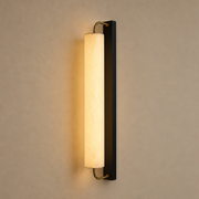 Modern Mulberry Silk Cylinder Wall Sconce in Black