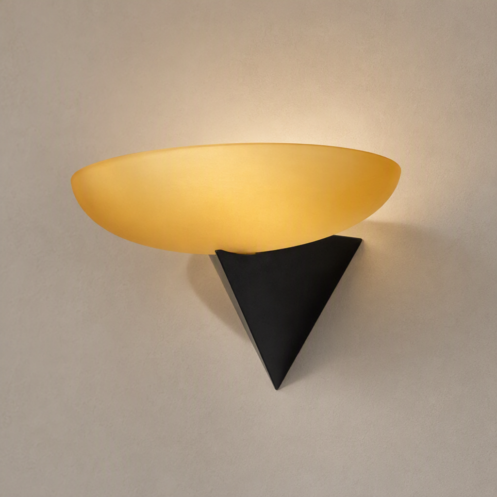 Asymmetric Acid-Washed Glass Wall Sconce — product hero on a warm beige background