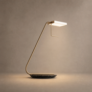 Antique Brass Marble LED Table Lamp product view on a warm neutral background