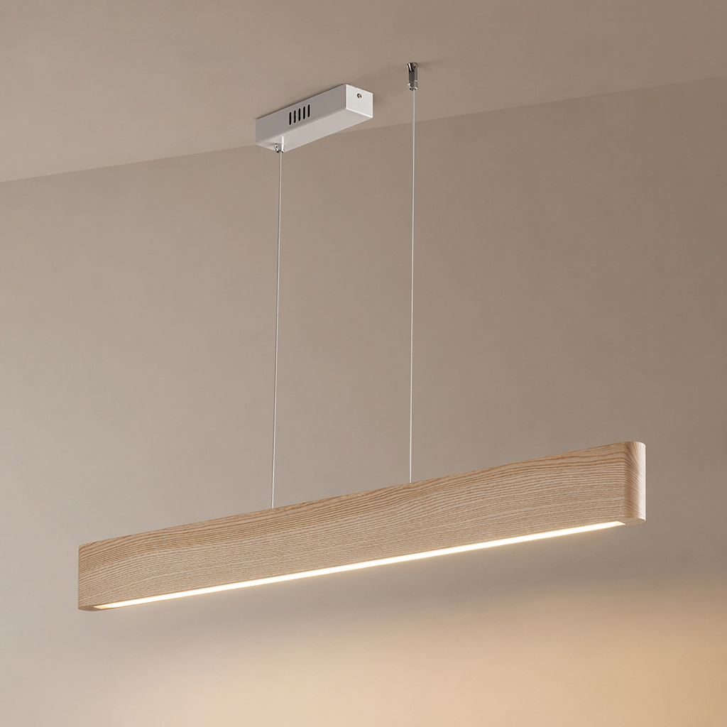 Modern Wood Linear LED Pendant Light - 01 01-hero-product