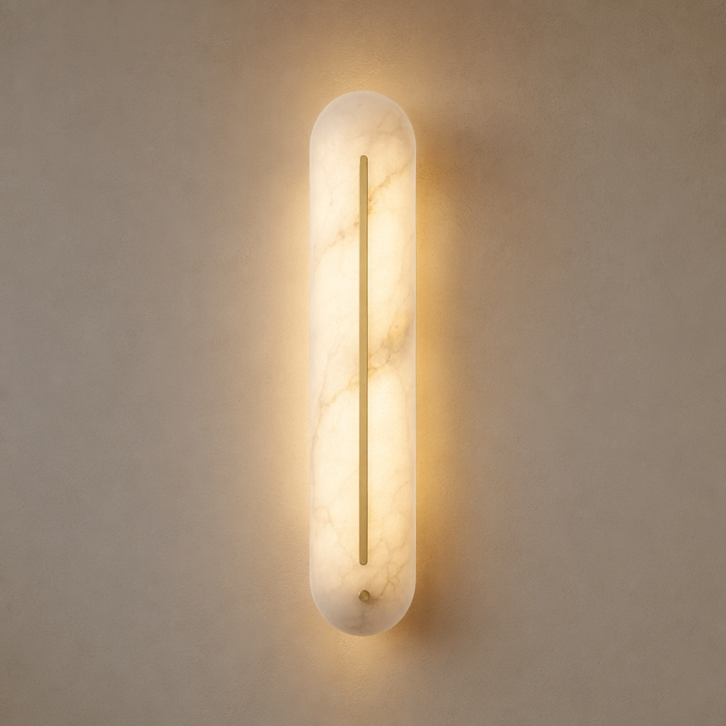 Modern Snowflake Alabaster Oval Wall Sconce - product image 01