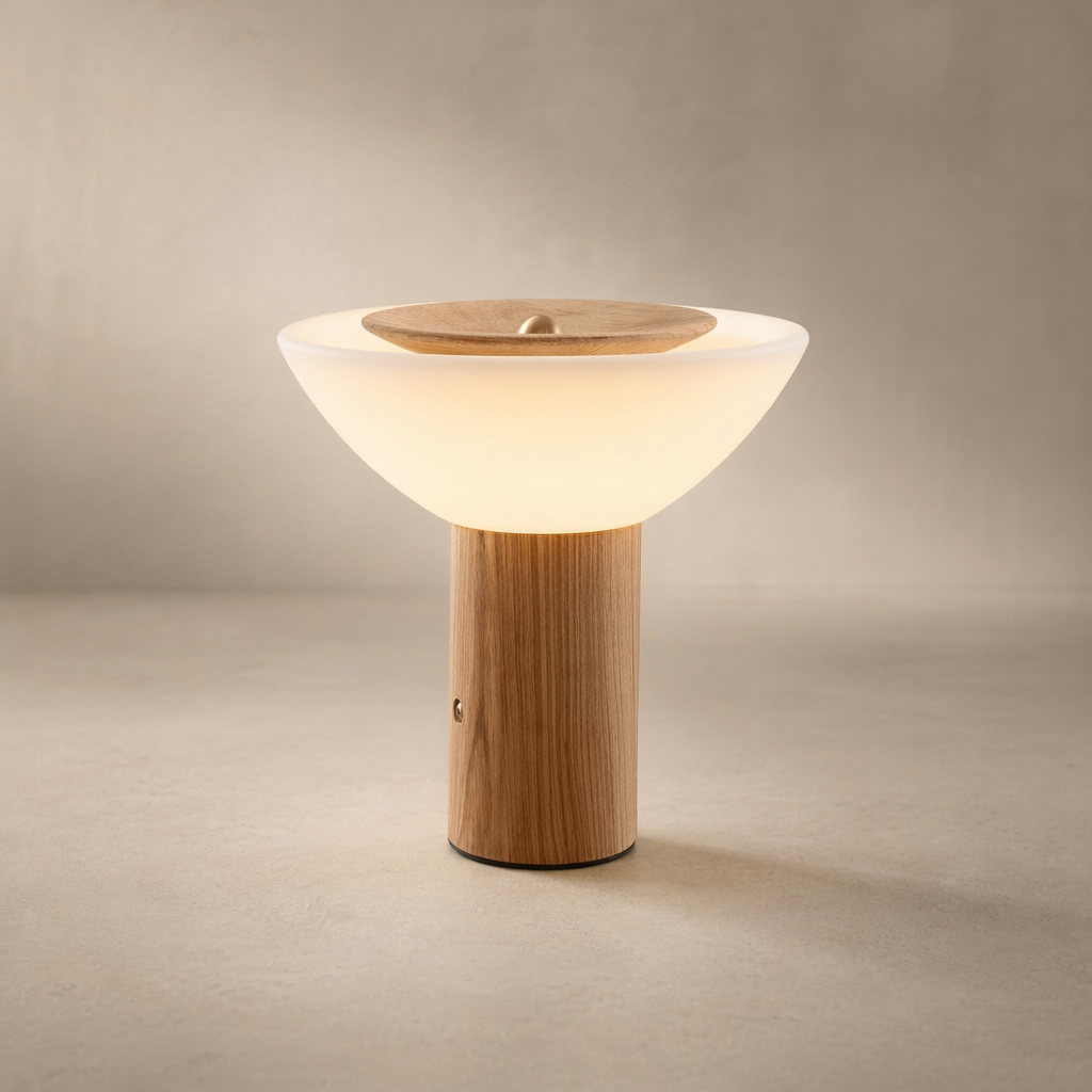 Modern Wood Bowl Table Lamp - 01 01-hero-product