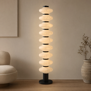 Modern Mulberry Silk Stacked Floor Lamp in Matte Black and White - product image 01