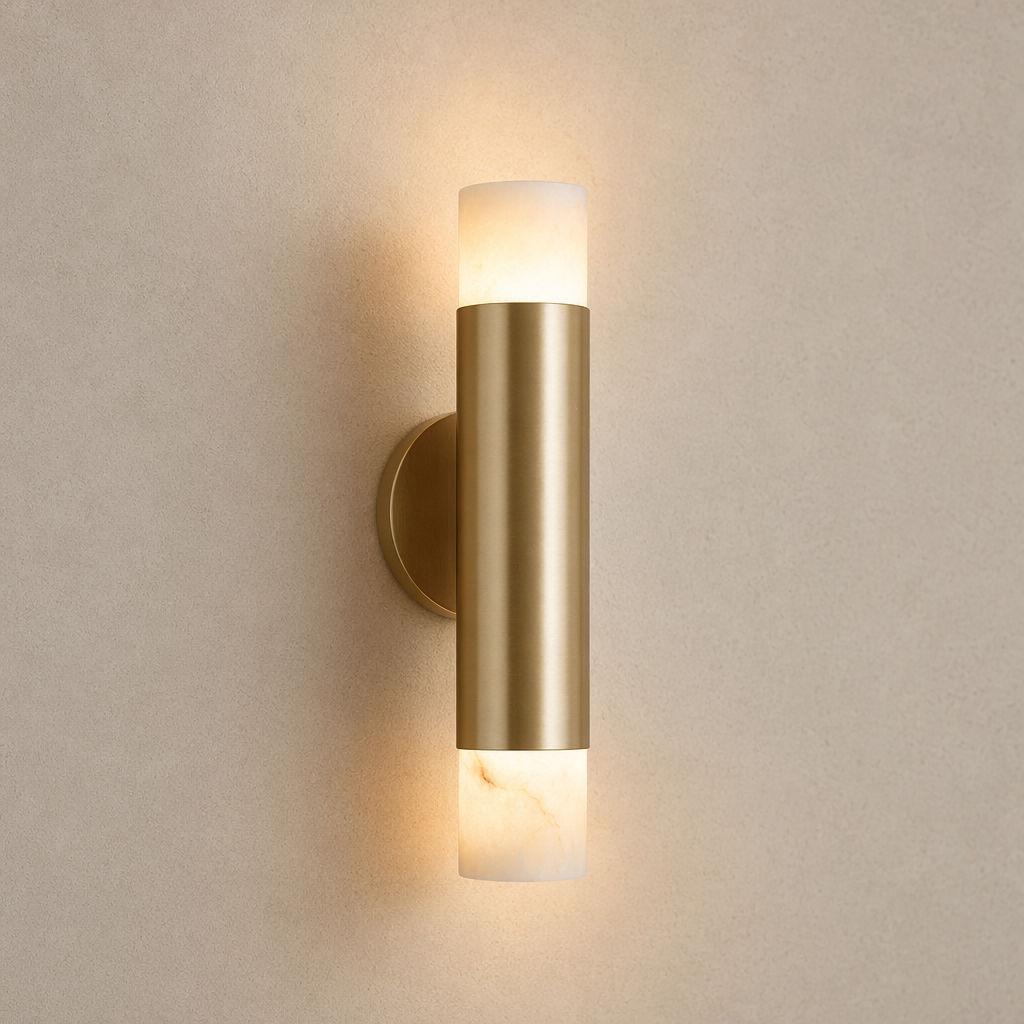 Modern Spanish Alabaster Slim Cylinder Wall Sconce - product image 01