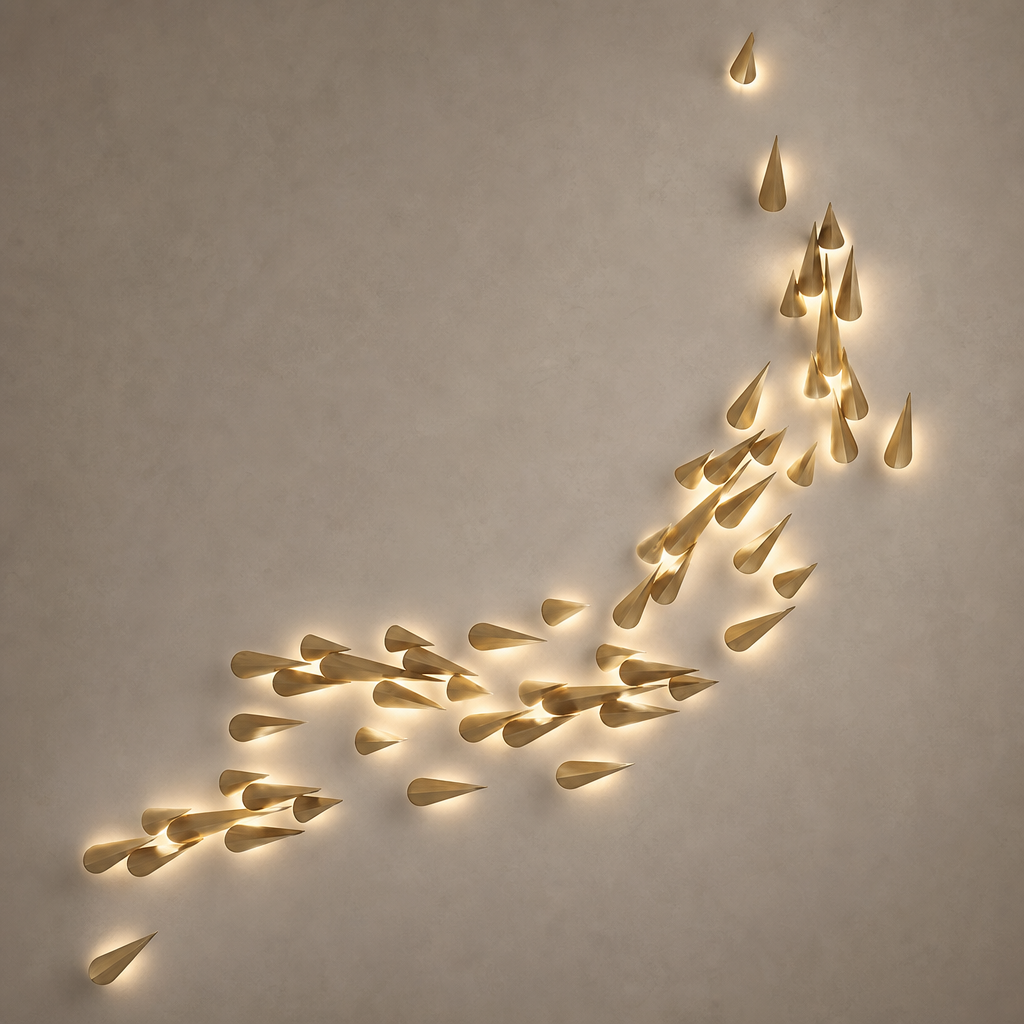Brass Leaf LED Wall Art Sconce leaf composition on a warm neutral wall