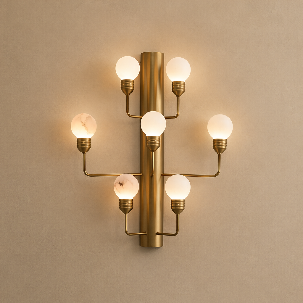 Modern Spanish Alabaster Wall Sconce in Natural Brass - product image 01