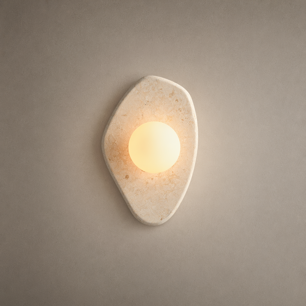 Modern Organic Stone Oval Wall Sconce - 01 01-hero-product