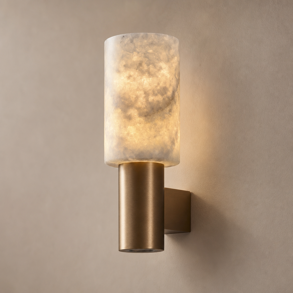 Modern Natural Stone Cylinder Wall Sconce - generated main 01 01-hero-product