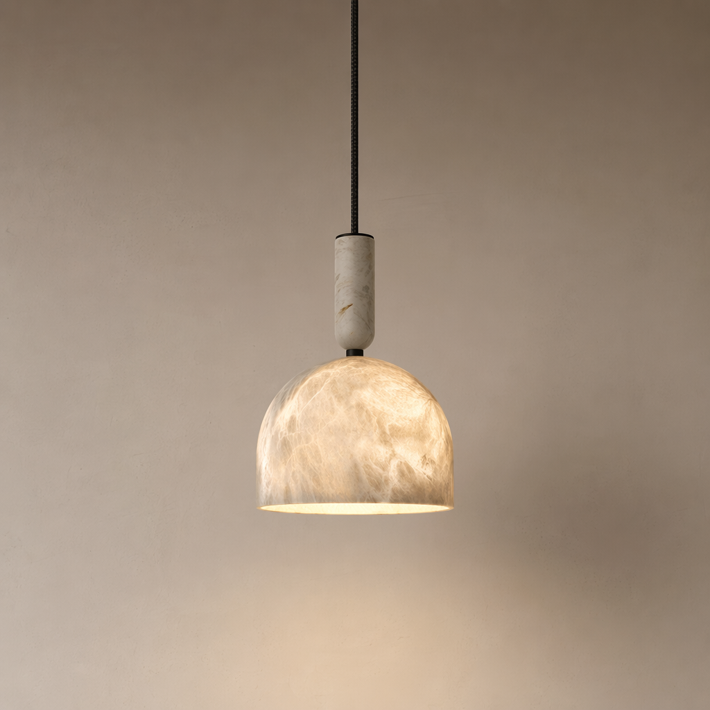 Modern Alabaster Dome Pendant Light in White - product image 01