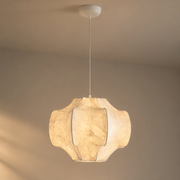Handmade Mulberry Silk Pendant Light in White - product image 01