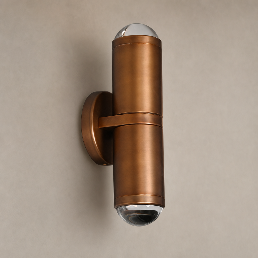 Modern Crystal Glass Cylinder Wall Sconce in Vintage Bronze - generated main 01 01-hero-product