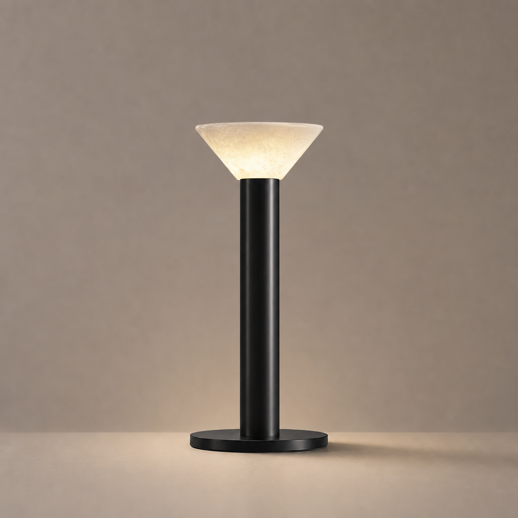 Minimalist Cone LED Table Lamp product view on a warm neutral background