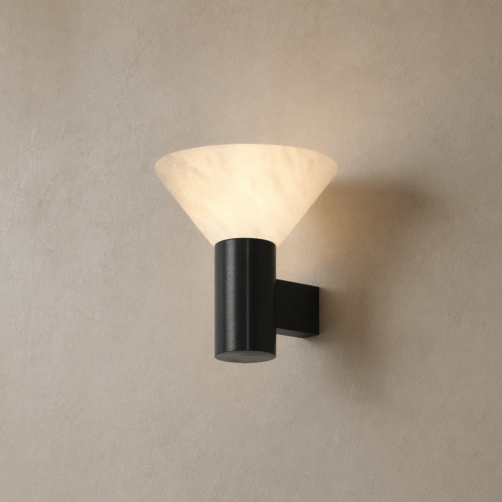 Modern Snowflake Alabaster Cup Wall Sconce - product image 01